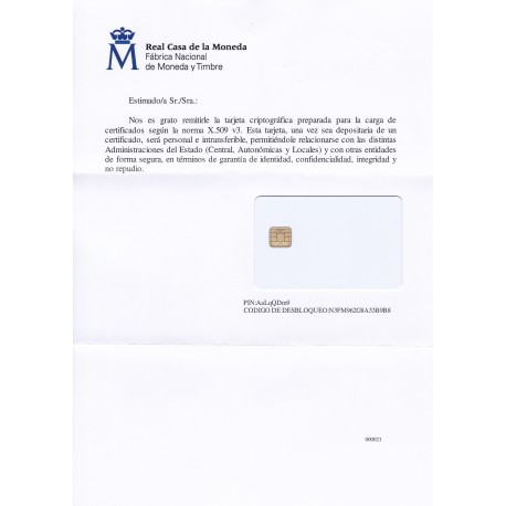 Pack 5 Tarjetas criptográficas TC-FNMT Blanca Con Banda Magnética