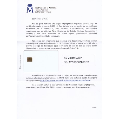 Pack 5 Tarjetas criptográficas TC-FNMT Blanca (CHIP NUEVO)
